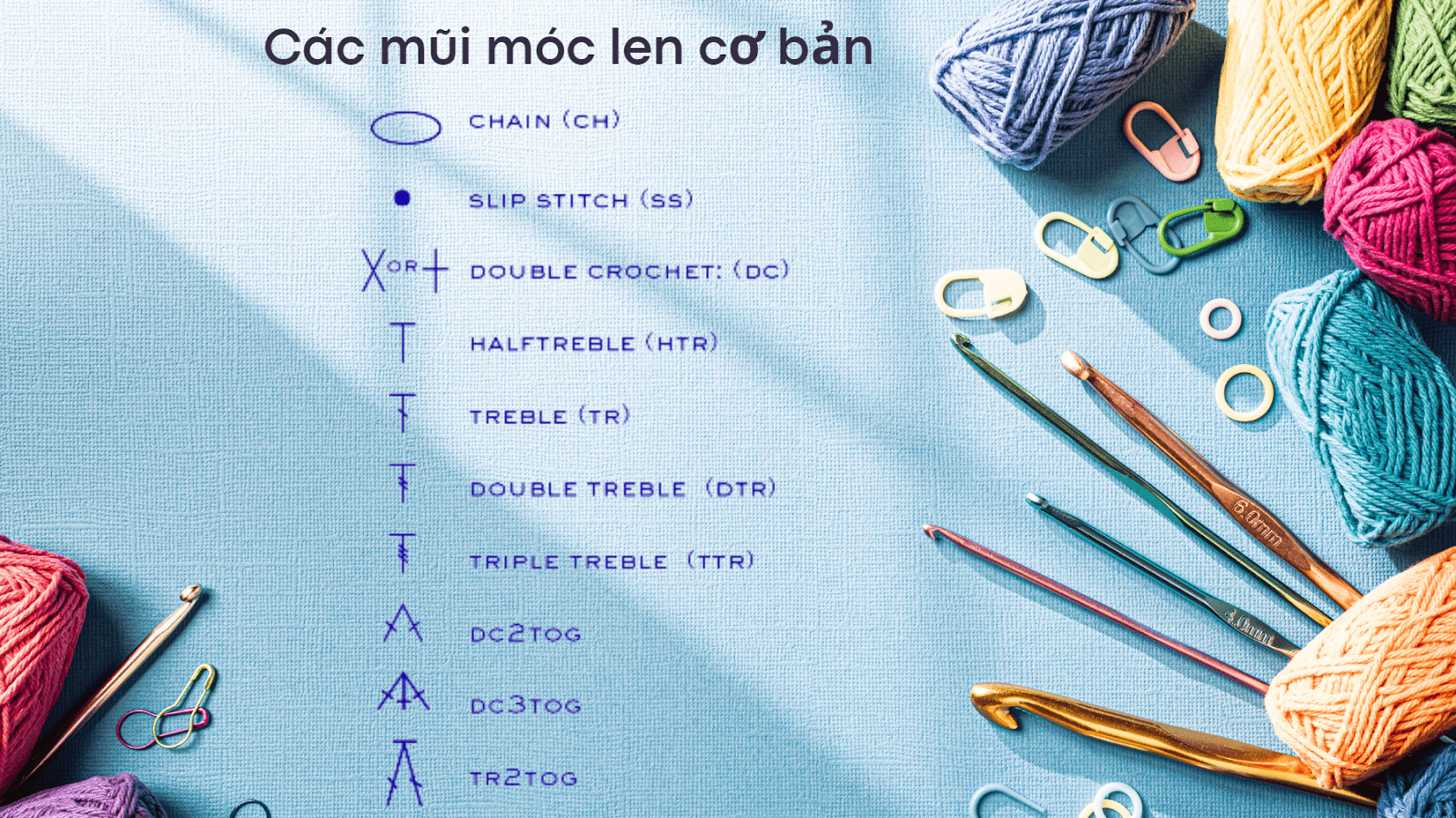 Các ký hiệu móc len cơ bản